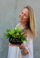 Maria, kompozycja sukulenty w okrągłej donicy, wys.16cm