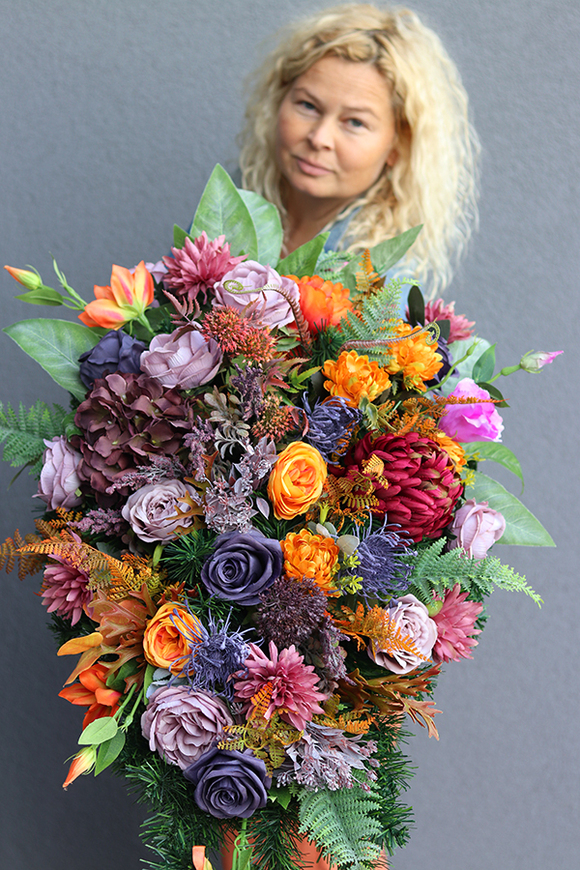 barwna wiązanka nagrobna, Jesienna Melodia, dł.82cm 