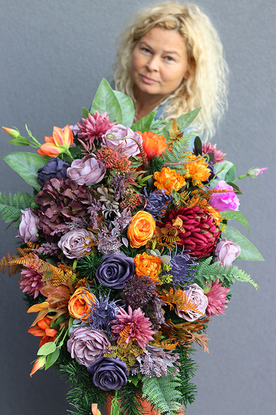 barwna wiązanka nagrobna, Jesienna Melodia, dł.82cm 