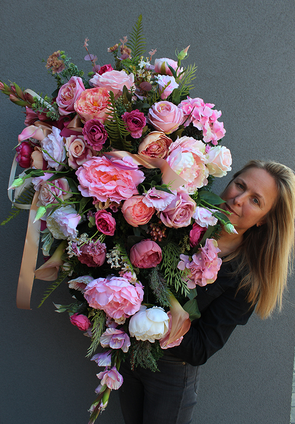 duża dekoracja / wiązanka nagrobna Romena, dł.88cm