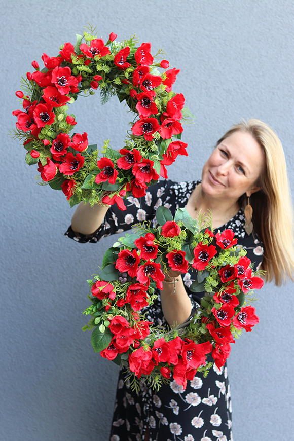 dekoracyjny wianek Makowy, śr.42cm