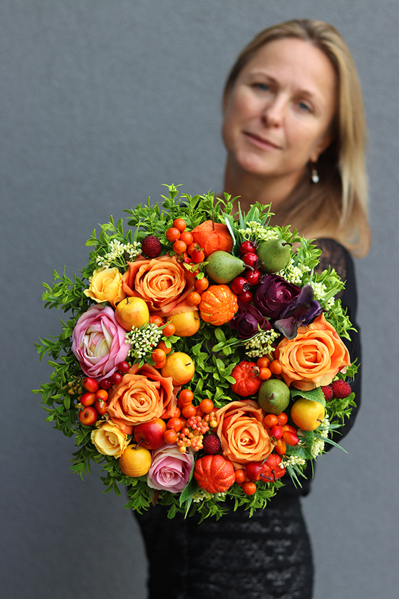 jesienny pomarańczowy wianek, Dyniowe Pole, śr.32cm 