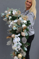 bożonarodzeniowa girlanda, Perłowo - Złota Kamila, dł.150cm