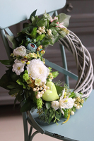 kwiatowy zielony wianek, Serce Leonna, śr.43cm