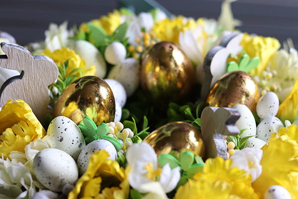 Golden Easter, stroik wielkanocny na talerzu, śr.40cm