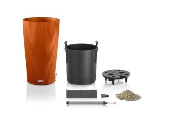 Cilindro, donica z nawadnianiem, szara, wym.56x32cm