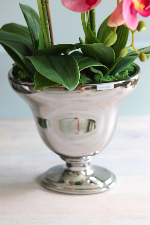 Pałacowy Róż, gumowy różowy storczyk w lustrzanej donicy, wys.68cm 