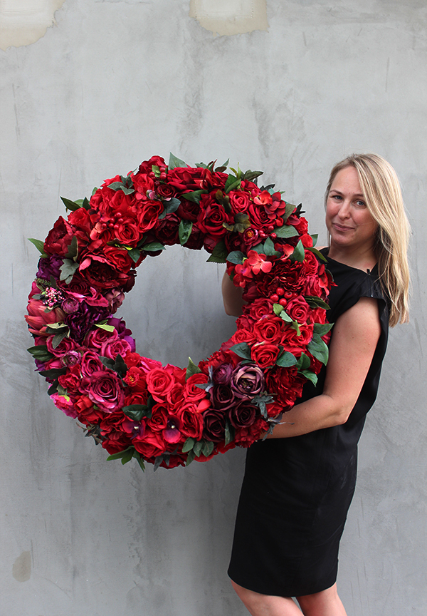 duży wianek na drzwi, Czerwień, śr.76cm 