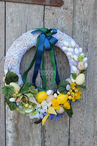 dekoracyjny wianek Żółta Wiosna, śr.40cm