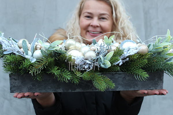 kompozycja świąteczna Green Light, 4 świeczki, dł.55cm