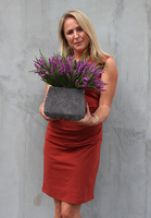 Wrzosy, kompozycja kwiatowa w ceramicznej kwadratowej donicy, wys.33cm   