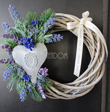 wianek na drzwi Lawendowe Serce, śr.25cm