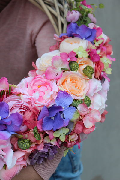 bardzo duży wianek na drzwi Wiosna w Domu, śr.50cm  