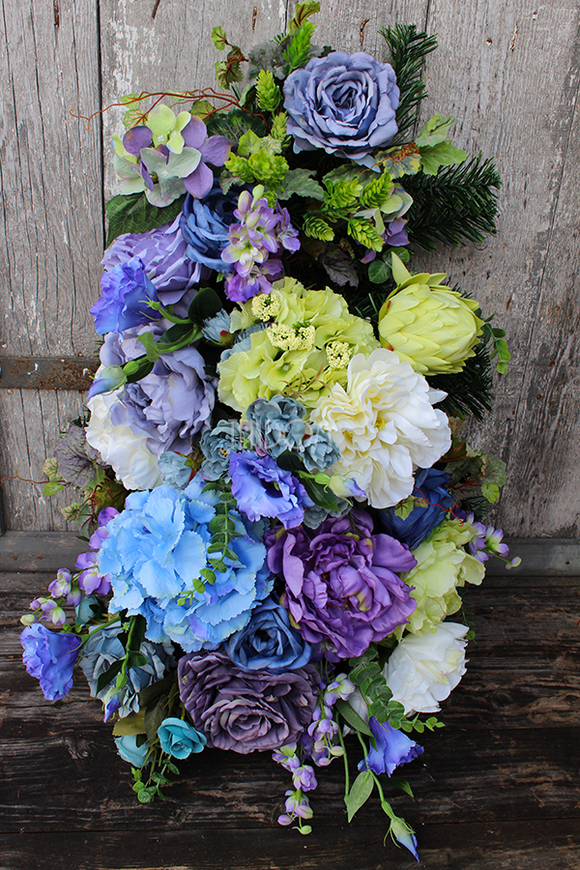 dekoracja / wiązanka nagrobna L Niebieska, dł.80cm