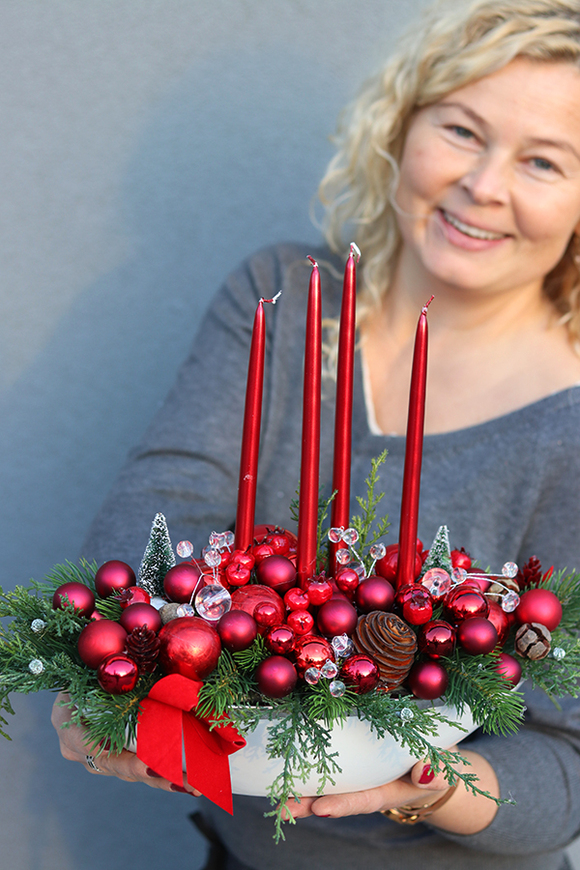 stroik zimowy, Klasyczna Czerwień, wys.33cm