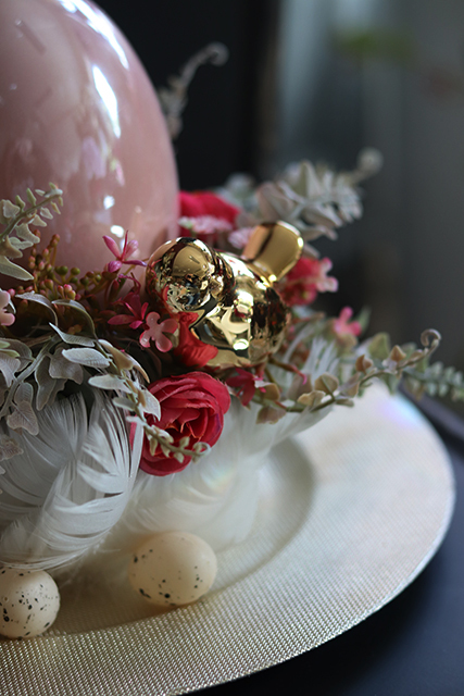 Pióra Glamour, Pudrowy Róż, wielkanocny stroik, śr. 30/33cm