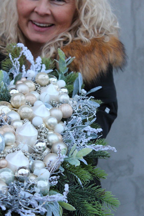 kompozycja świąteczna Green Light, 4 świeczki, dł.55cm