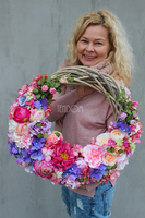 bardzo duży wianek na drzwi Wiosna w Domu, śr.50cm