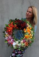 bardzo efektowny wianek Jesienna Tęcza, śr.40cm