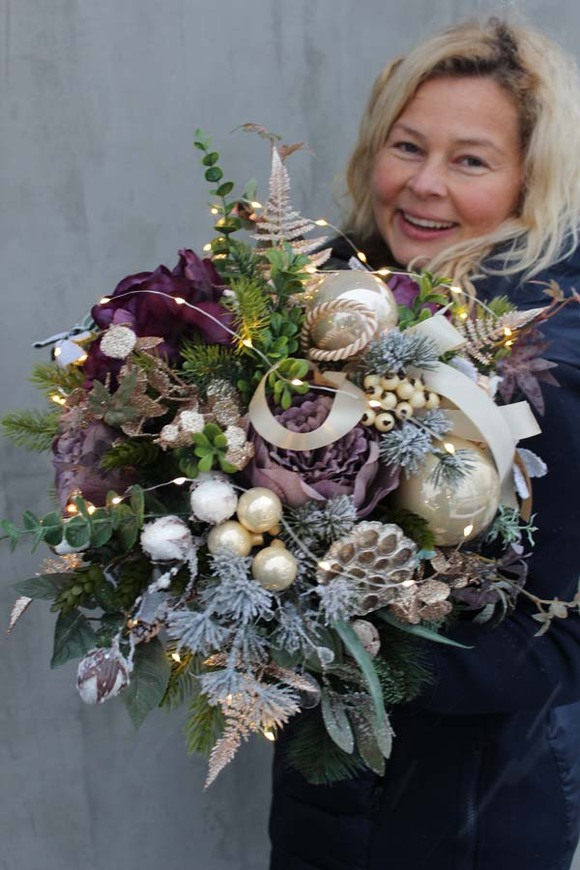 Złote Serce, box świąteczny / stroik, wys.44cm 