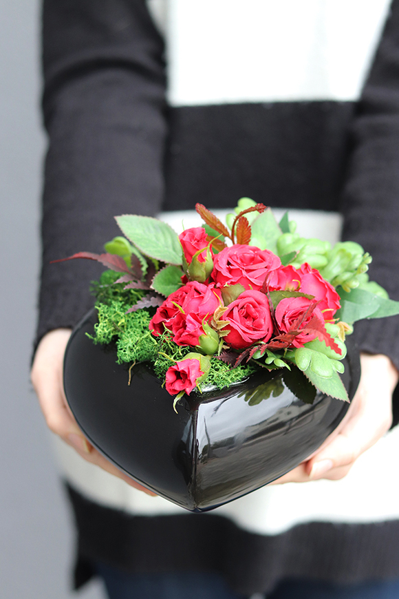 kompozycja nagrobna w kształcie serca, Miłość, wym.16x20cm