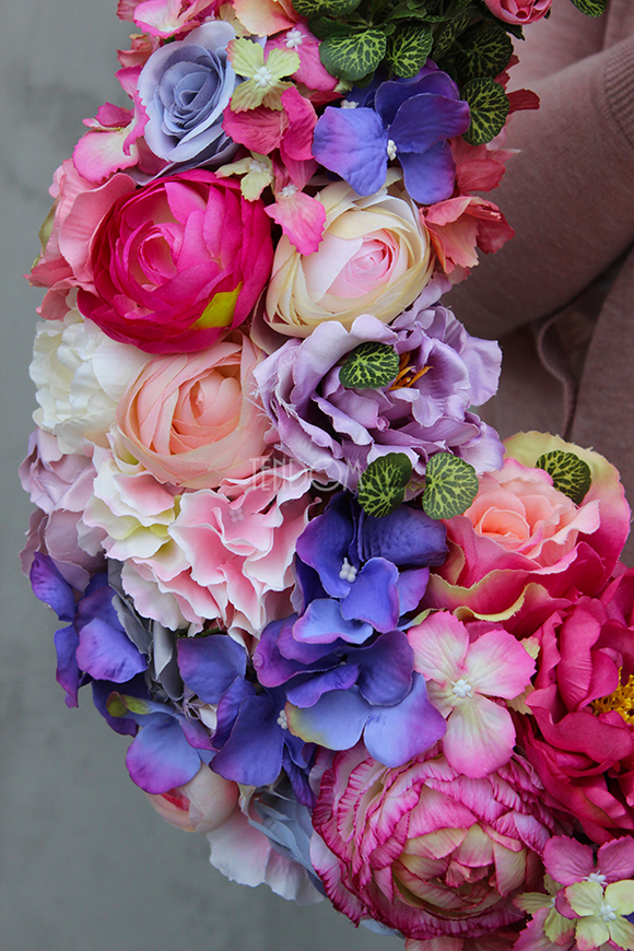 bardzo duży wianek na drzwi Wiosna w Domu, śr.50cm