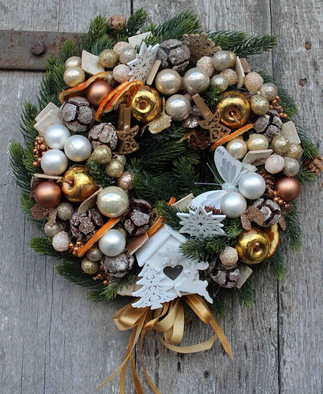 Golden House, wianek świąteczny, śr.28cm 