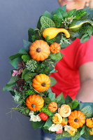 dekoracyjny jesienny wianek, Dyniowy, śr.46cm 