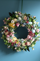 pastelowy wianek z ceramicznym jajek, Piękna Wiosna, śr.44cm