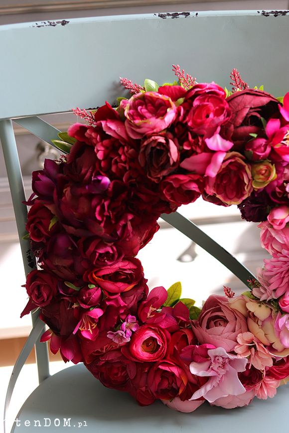 bardzo bogaty wianek na drzwi, Rosie, śr.38cm