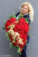 duża wiązanka nagrobna, Różane Serce 2, dł.72cm