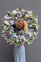 atrakcyjny  kwiatowy wianek, Czarująca Wiosna XXL, śr.80cm  