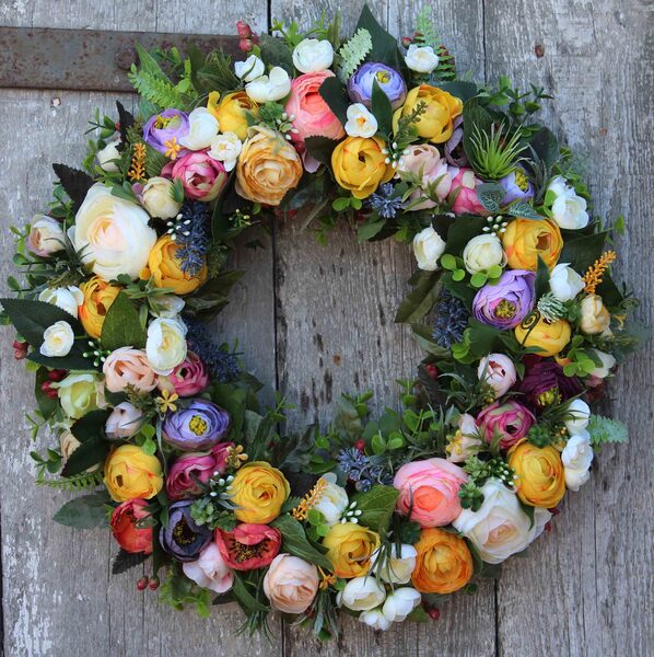 Pełniki wianek dekoracyjny na drzwi / stroik na stół, śr.40cm