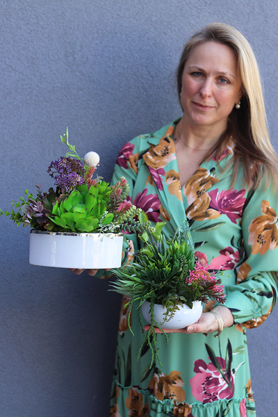 Kretoma, kompozycja sukulenty w okrągłej donicy, wys.18cm