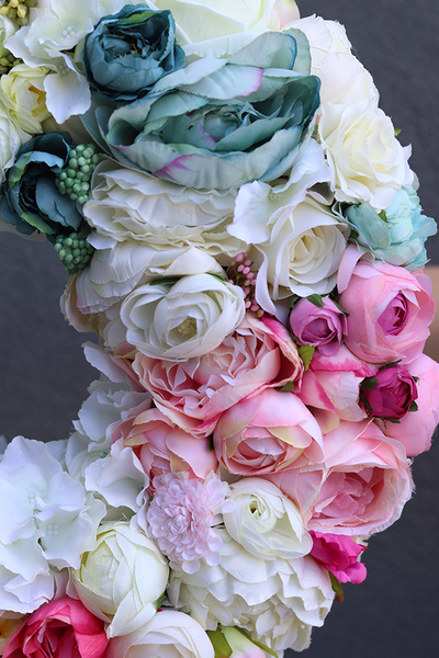 Candy, romantyczny wianek na drzwi z kryształami, śr.42cm