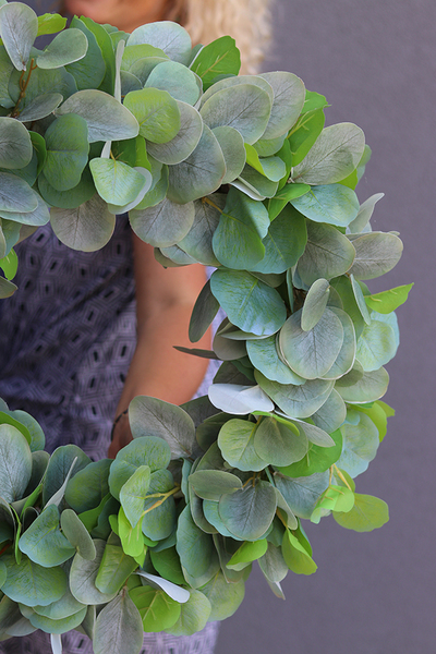 Eukaliptus New, stylowy zielony wianek na drzwi, śr.40cm