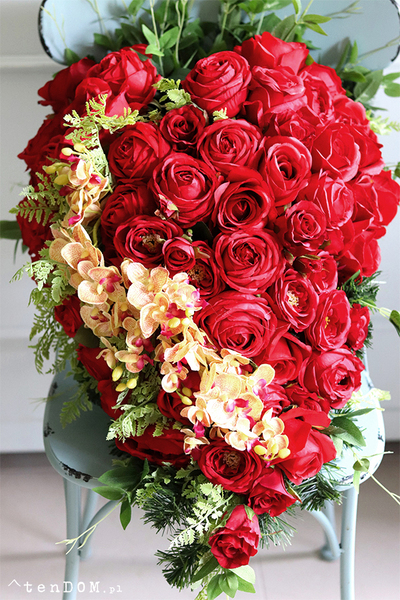 duża wiązanka nagrobna, Różane Serce 2, dł.72cm