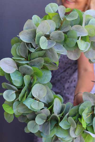 Eukaliptus New, stylowy zielony wianek na drzwi, śr.40cm