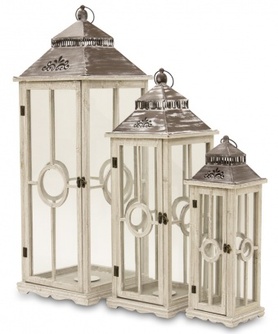 komplet dużych drewnianych lampionów, Avonlea, wys.101/79/57cm