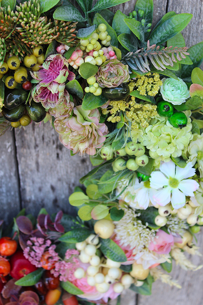 bardzo efektowny wianek Jesienna Tęcza, śr.40cm