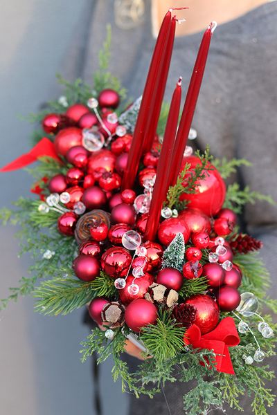 stroik zimowy, Klasyczna Czerwień, wys.33cm