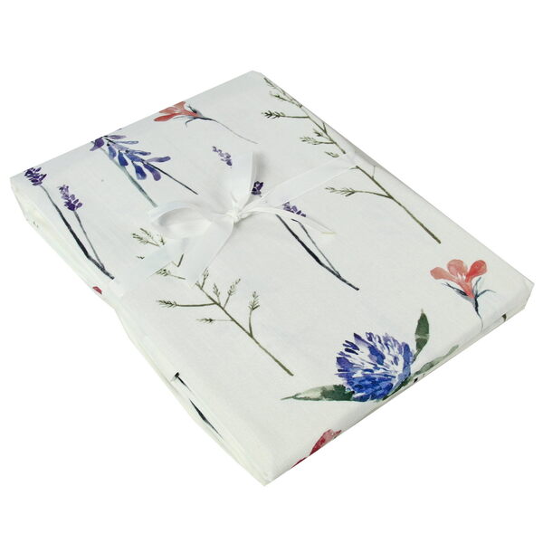 Aquarell, biały obrus w kwiaty, wym.135x350cm