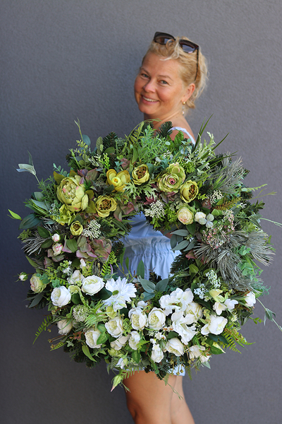 Zielona Przystań, komplet dekoracji nagrobnych, wieniec + bukiet 