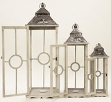 komplet dużych drewnianych lampionów, Avonlea, wys.101/79/57cm