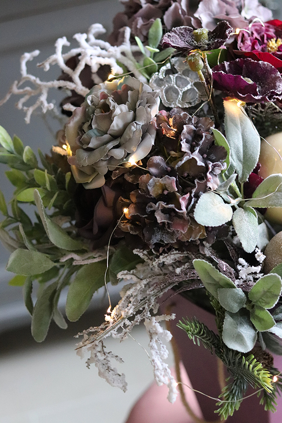 flowerbox świąteczny, Violet Glamour, wys.58cm