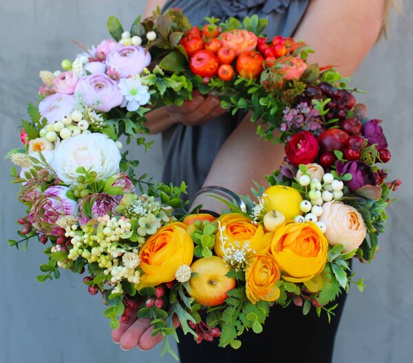 barwny wianek na drzwi Tęcza, śr.40cm