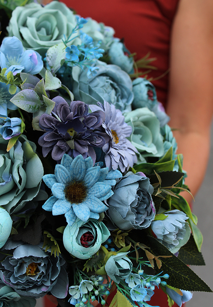 Blue Marine, kompozycja kwiatowa / bukiet flowerbox, L, wys.36cm 