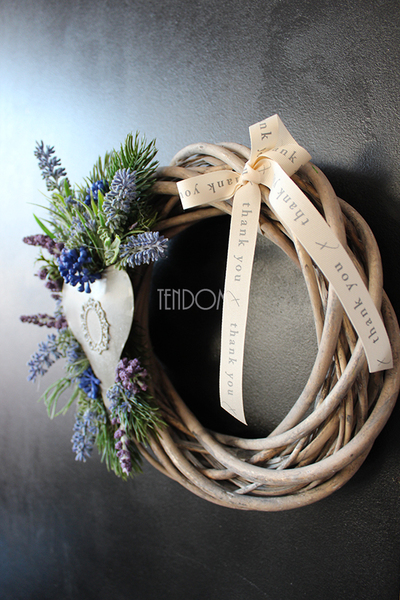 wianek na drzwi Lawendowe Serce, śr.25cm