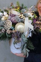 Złote Serce, box świąteczny / stroik, wys.44cm