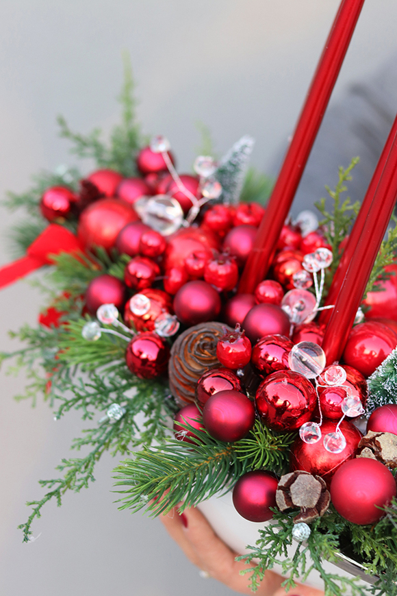 stroik zimowy, Klasyczna Czerwień, wys.33cm